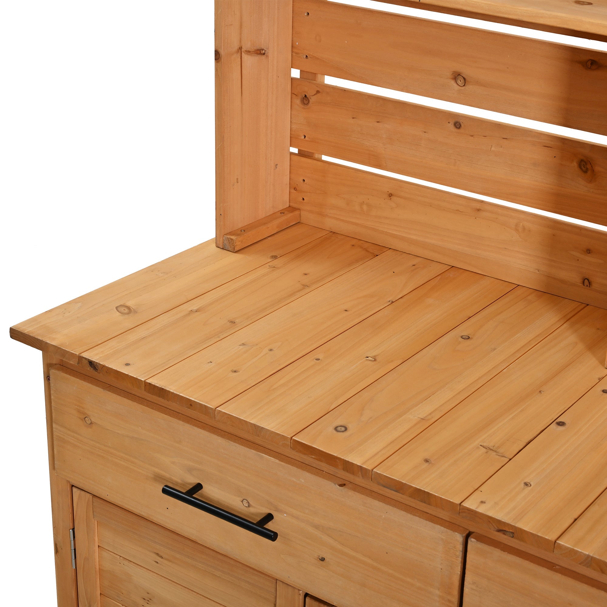 Large Garden Potting Bench with Lockable Wheel and Storage