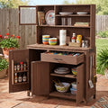 Potting Bench with Hutch, 65' H Solid Fir Wood Garden Workstation,