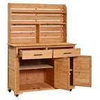 Large Garden Potting Bench with Lockable Wheel and Storage