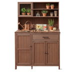 Potting Bench with Hutch, 65' H Solid Fir Wood Garden Workstation,