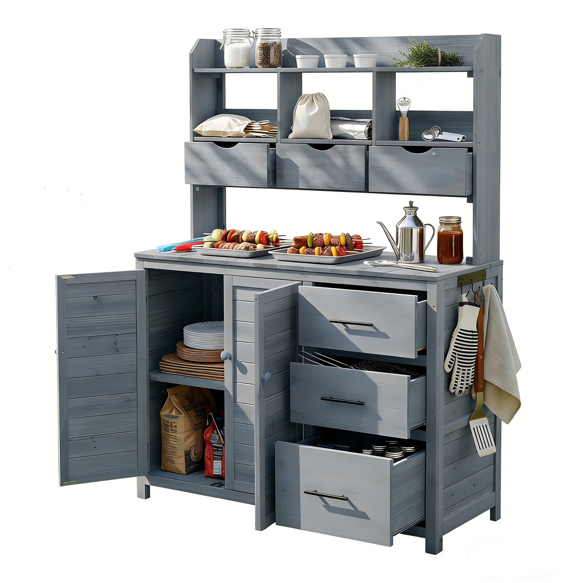 Farmhouse Patio Potting Bench, 44.6''x19.5'' Large Freestanding Garden