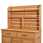 Large Garden Potting Bench with Lockable Wheel and Storage