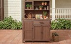 Potting Bench with Hutch, 65' H Solid Fir Wood Garden Workstation,
