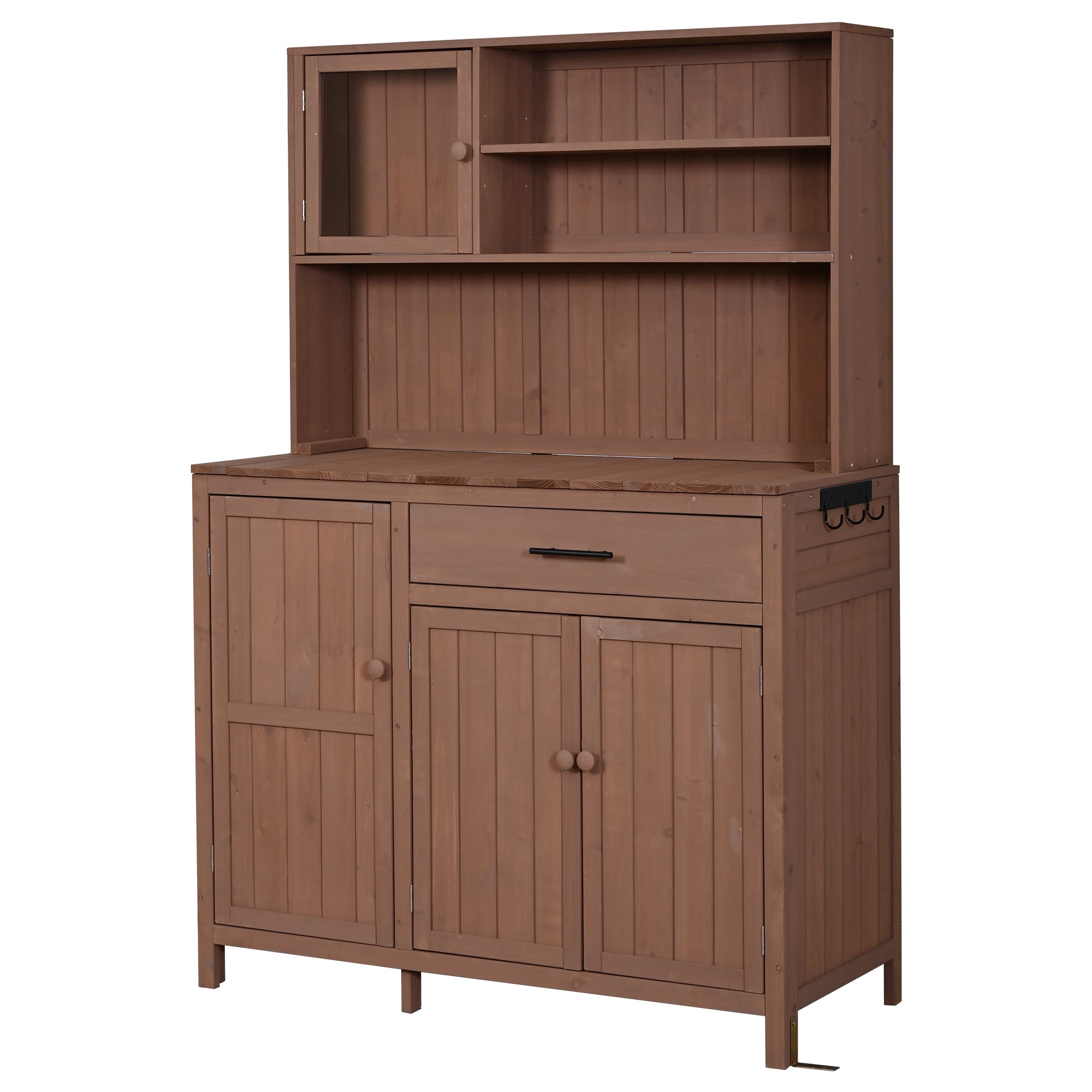 Potting Bench with Hutch, 65' H Solid Fir Wood Garden Workstation,