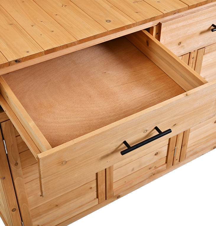 Large Garden Potting Bench with Lockable Wheel and Storage