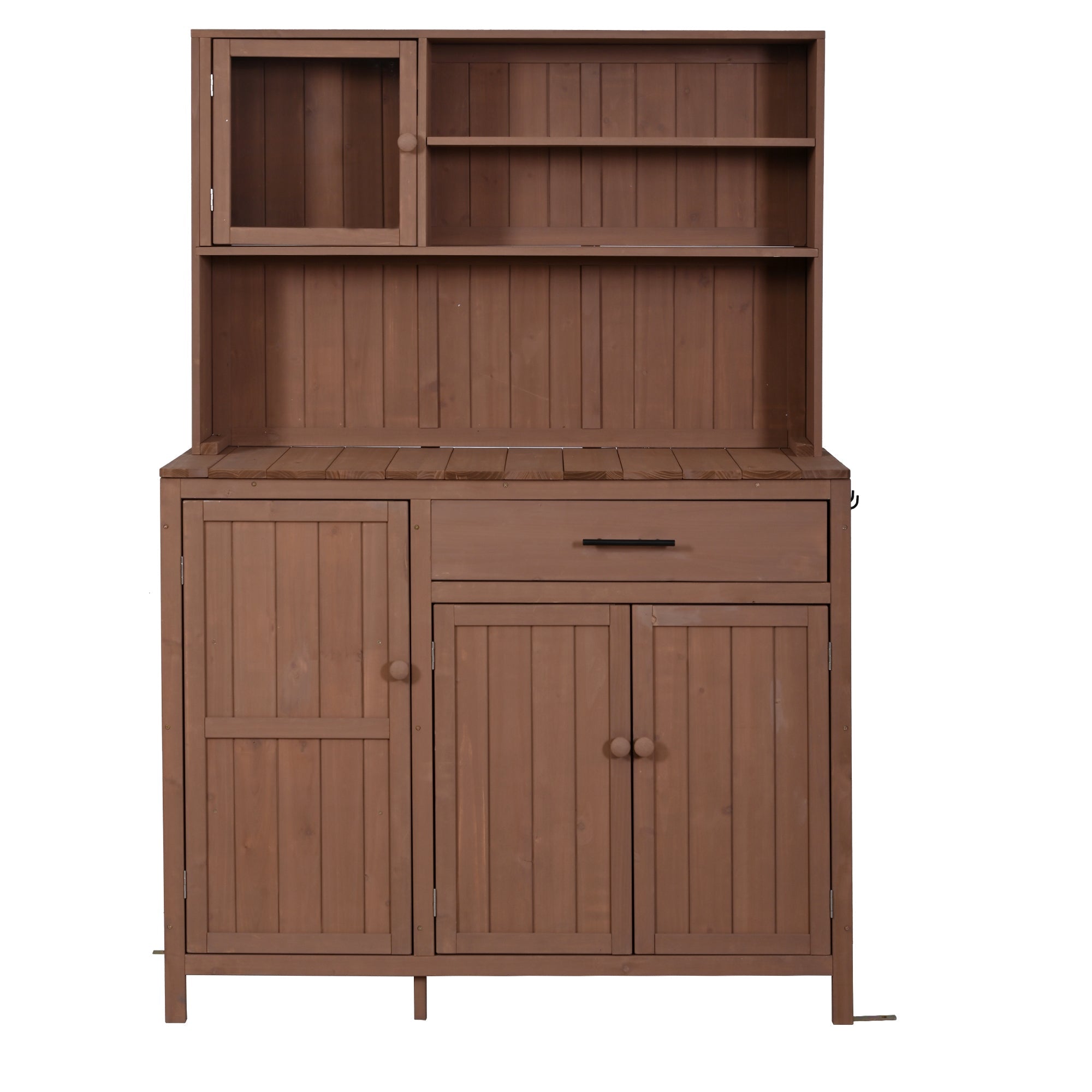 Potting Bench with Hutch, 65' H Solid Fir Wood Garden Workstation,