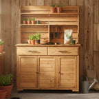 Large Garden Potting Bench with Lockable Wheel and Storage